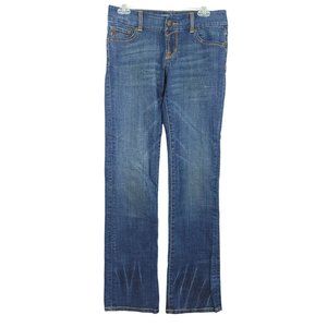 Seven7 Jeans Size 27 Long Straight Leg Dark Wash LowRise Stretch Stud Rhinestone